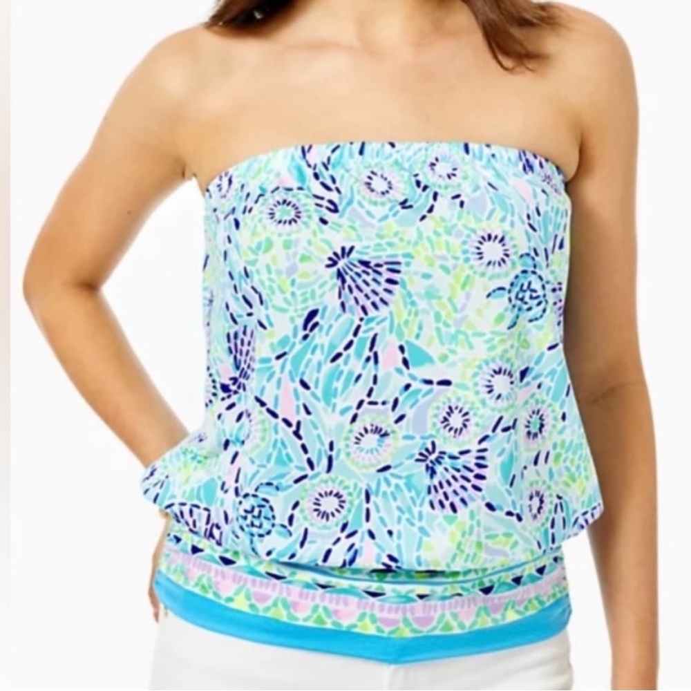 NWT Lilly Pulitzer Adella Top Blue Ibiza Strapless